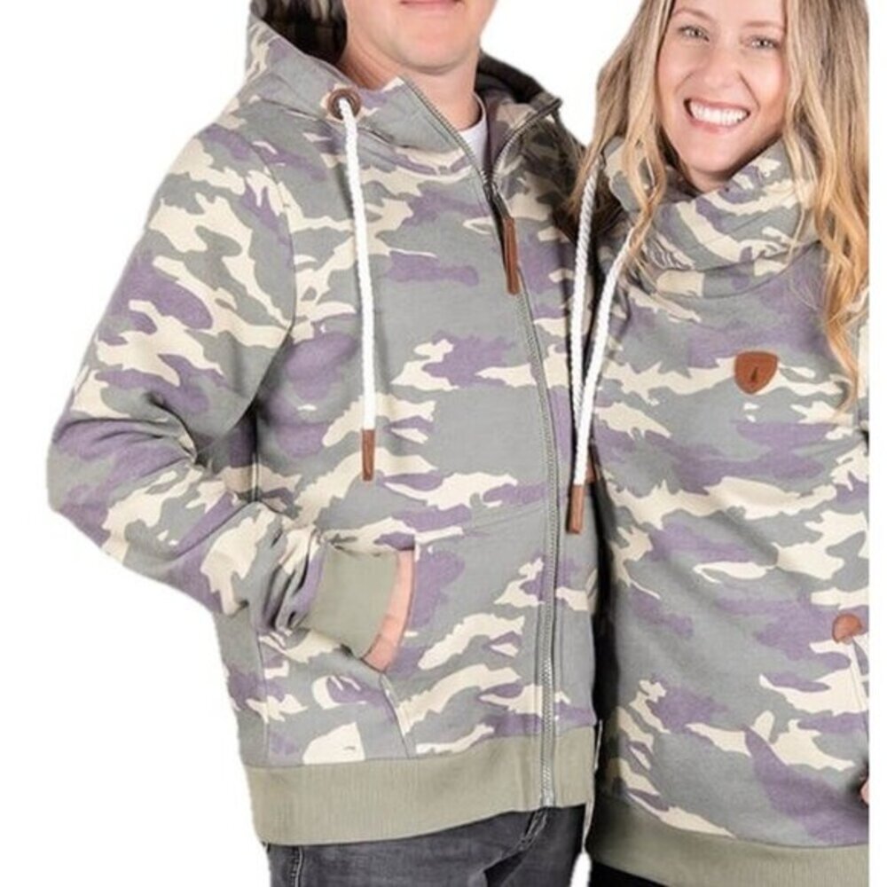 Wanakome Hoodie Camo Full Zip Mens XL Outdoor Made in Turkey‎
